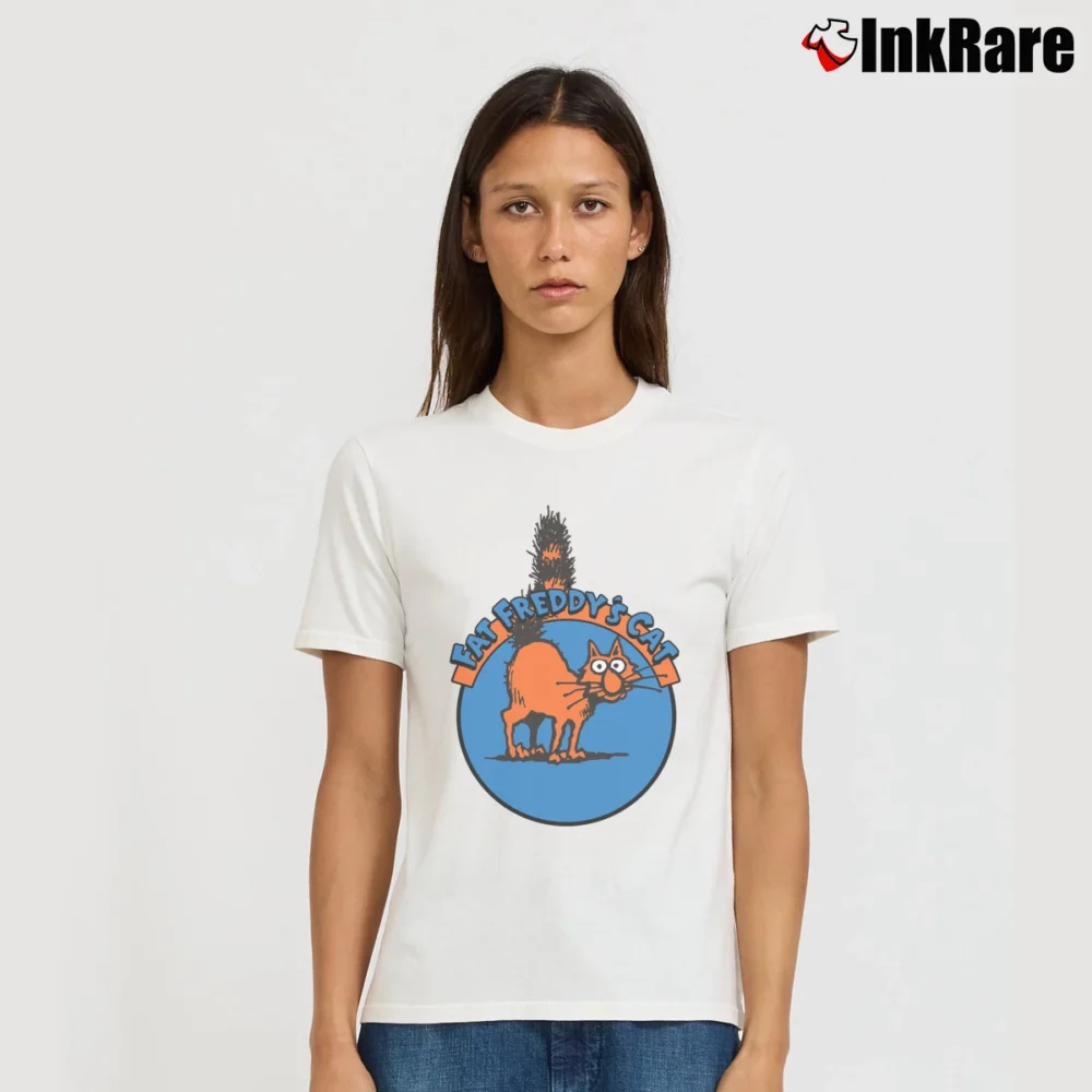 Women’s Fat Freddy's Cat Comic Vintage Style Signature T-Shirt in white | Soft, Flattering Fit