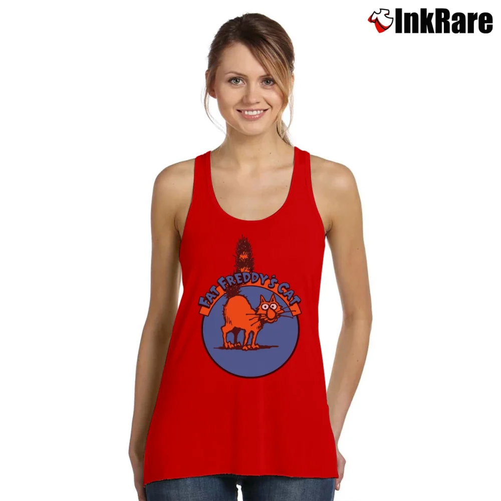 Women’s Fat Freddy's Cat Comic Vintage Style Tank Top in red | Lightweight, Movement-Friendly