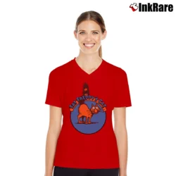 Women’s Fat Freddy's Cat Comic Vintage Style V-Neck Tee in red | Chic Neckline, Soft Texture