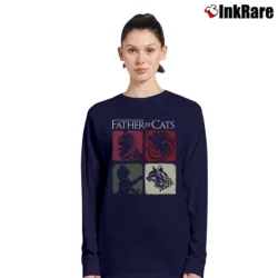 Women’s Father of Cats for Cat Lovers Perfect Gift for Cat Dads Long-Sleeve Top in navy | Sleek, Versatile, All-Season
