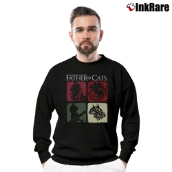 Men’s Father of Cats for Cat Lovers Perfect Gift for Cat Dads Crewneck Sweatshirt in black | Cozy Fabric, Clean Style