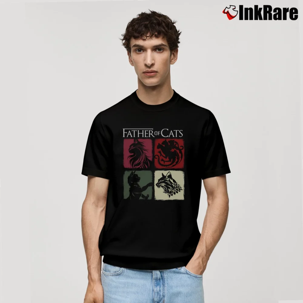 Men’s Father of Cats for Cat Lovers Perfect Gift for Cat Dads Classic T-Shirt in black | Soft, Breathable Everyday Wear