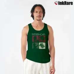 Men’s Father of Cats for Cat Lovers Perfect Gift for Cat Dads Tank Top in forest green | Breathable, Active-Friendly Design