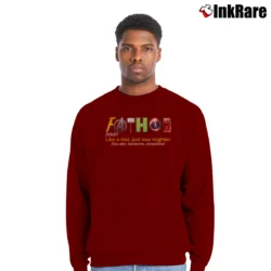 Men’s Fathor Avengers Marvel Thor Superhero Dad Crewneck Sweatshirt in maroon | Cozy Fabric, Clean Style