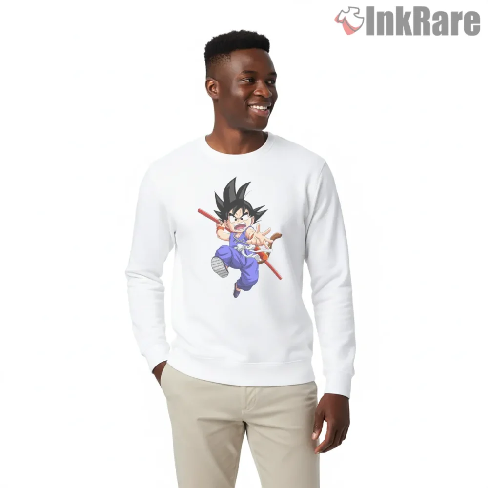 Fearless Kid Goku Power Pole Adventure Shirt on graphic shirt for men graphic tee