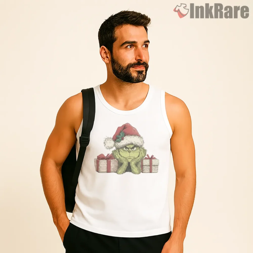 Feeling Extra Grinchy Today Cute Grinch Christmas Shirt on white tank top for men graphic tee