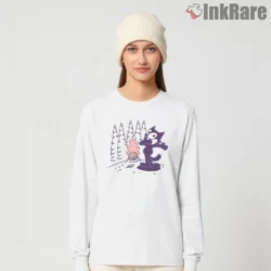 Felix Campfire Mountain Dance Shirt on white long sleeve shirt for women graphic tee
