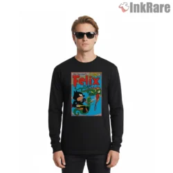 Felix Fights The Sea Dragon Cover Shirt on black long sleeve shirt for men graphic tee