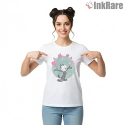 Felix Gentle Heart Glow Shirt on white short sleeve shirt for women graphic tee