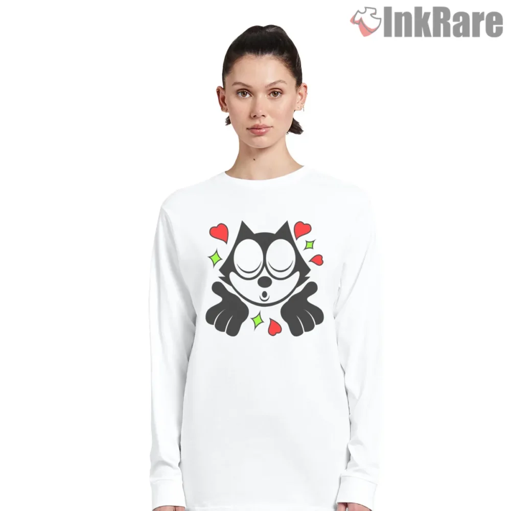 Felix Hearts And Sparkles Crush Moment Shirt on white long sleeve shirt for women graphic tee