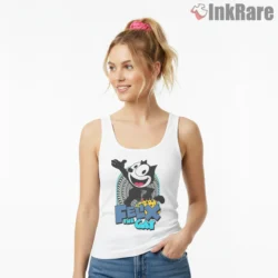 Felix Hypnotic Swirl Logo Shirt on white tank top for women graphic tee