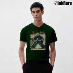 Men’s felix potvin 1991 toronto maple leafs vintage hockey fan V-Neck Tee in forest green | Sharp, Breathable, Everyday Staple