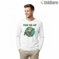 Felix Shocked Green Portal Vintage Art Shirt on white long sleeve shirt for men graphic tee