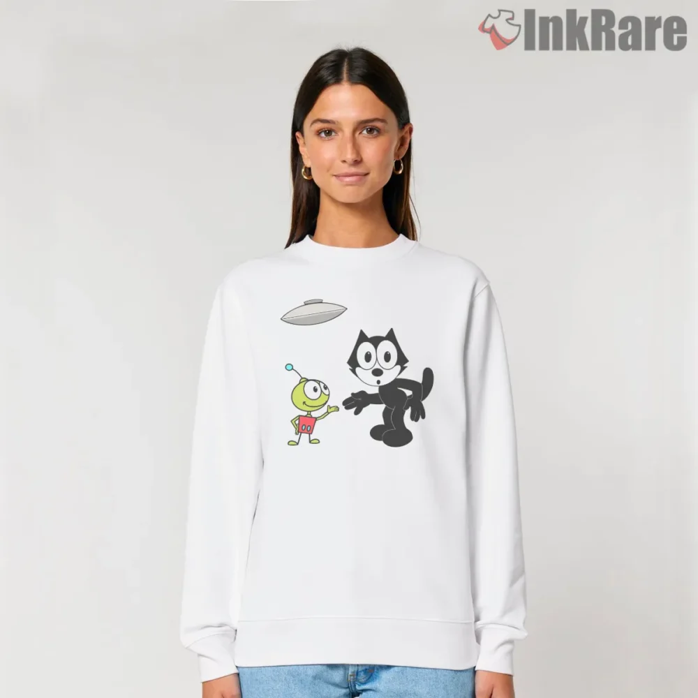 Felix The Cat And Alien Buddy Ufo Shirt on graphic shirt for women graphic tee