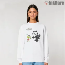Felix The Cat And Alien Buddy Ufo Shirt on graphic shirt for women graphic tee