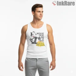 Felix The Cat Bag Of Tricks Cartoon Shirt on white tank top for men graphic tee