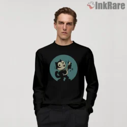 Felix The Cat Banjo Blue Circle Shirt on black long sleeve shirt for men graphic tee