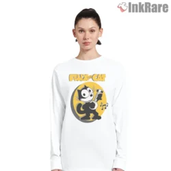 Felix The Cat Banjo Player Old School Music Shirt on white long sleeve shirt for women graphic tee