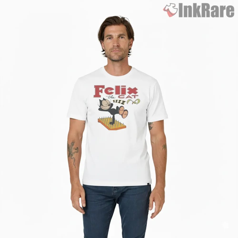 Felix The Cat Bed Of Nails Daydream Shirt on white short sleeve shirt for men graphic tee