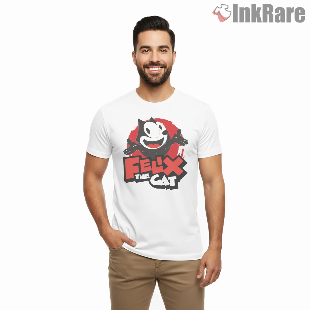 Felix The Cat Bold Block Logo Shirt on white short sleeve shirt for men graphic tee