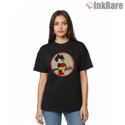 Felix The Cat Celluloid Movie Mayhem Shirt on black short sleeve shirt for women graphic tee