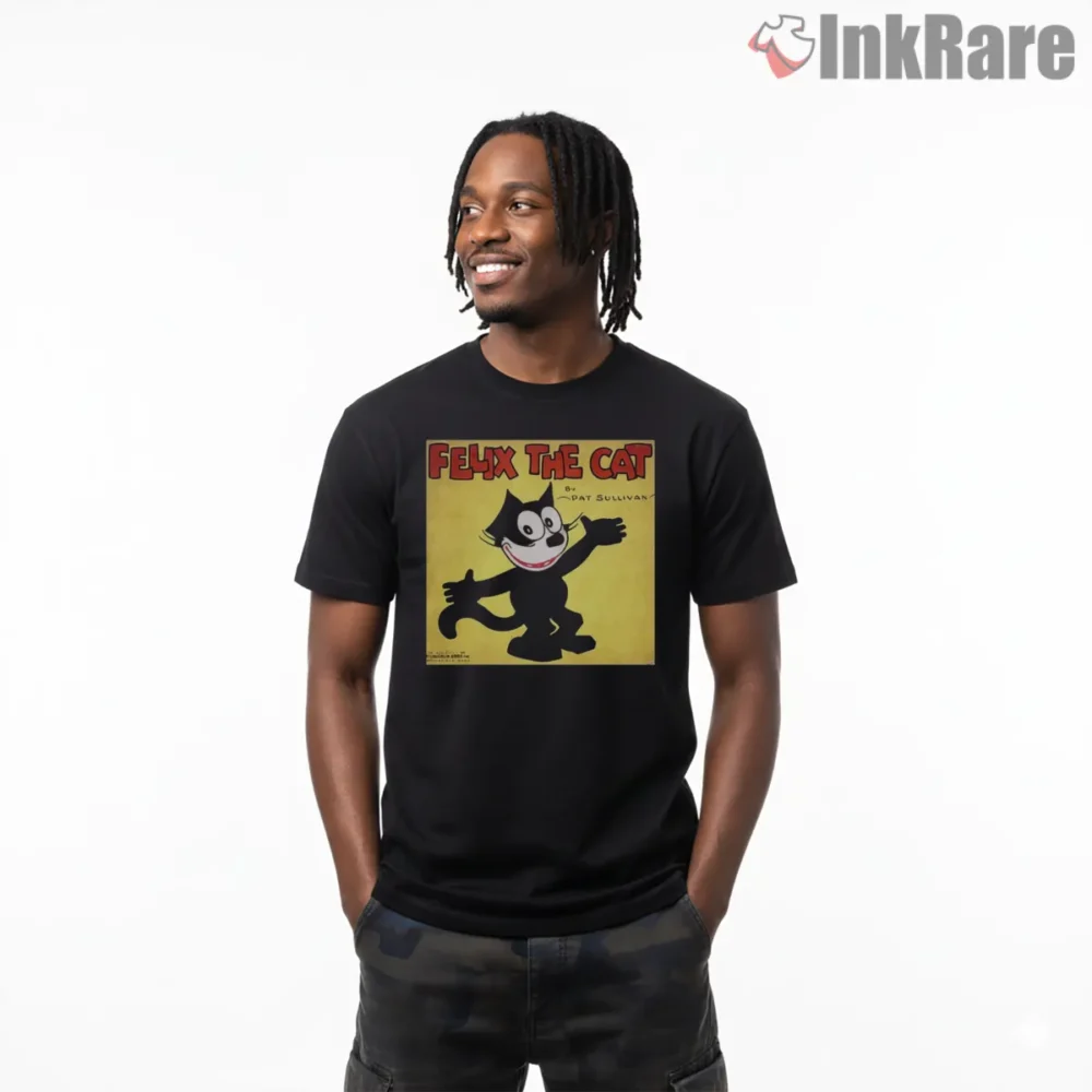Felix The Cat Classic Pat Sullivan Poster Shirt on black short sleeve shirt for men graphic tee
