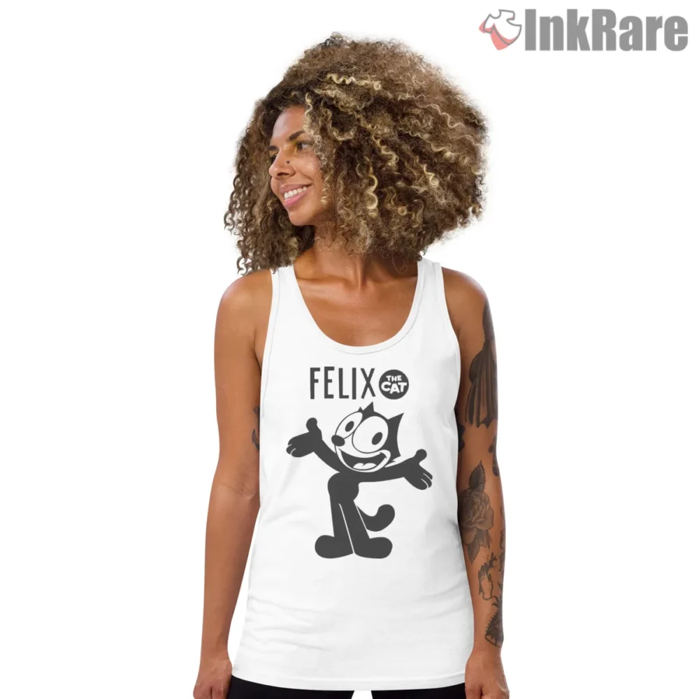 Felix The Cat Classic Standing Pose Shirt on white tank top for women graphic tee