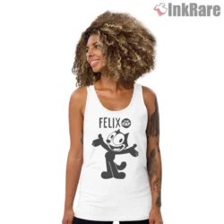 Felix The Cat Classic Standing Pose Shirt on white tank top for women graphic tee