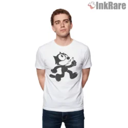 Felix The Cat Classic Walking Whistle Shirt on white short sleeve shirt for men graphic tee