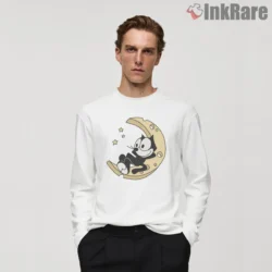 Felix The Cat Crescent Moon Chill Shirt on white long sleeve shirt for men graphic tee