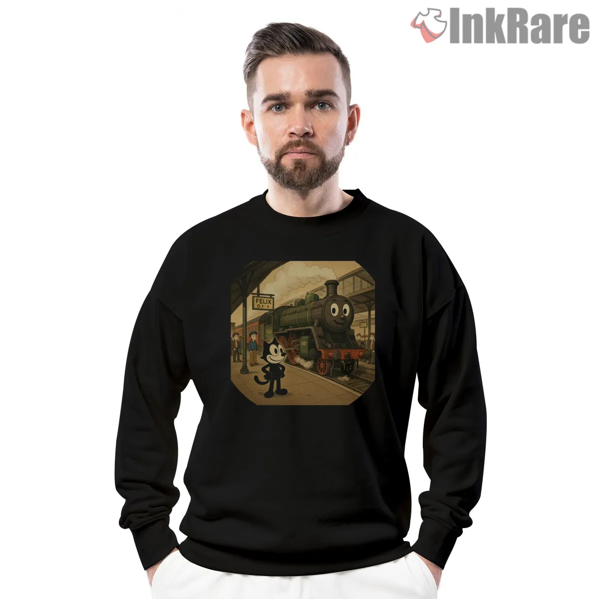 Felix The Cat Express Vintage Train Station Shirt on graphic shirt for men graphic tee