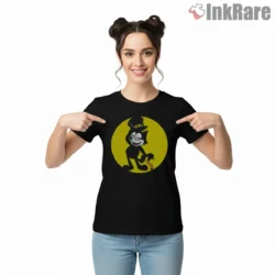 Felix The Cat Golden Stage Top Hat Shirt on black short sleeve shirt for women graphic tee