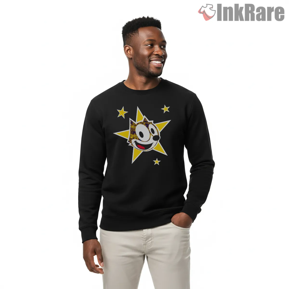 Felix The Cat Golden Starburst Smile Shirt on graphic shirt for men graphic tee