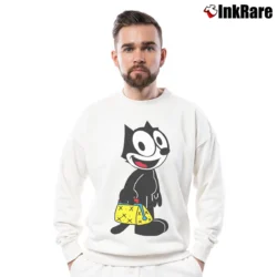 Men’s Felix The Cat His Magic Bag Of Tricks Classic Crewneck Sweatshirt in white | Cozy Fabric, Clean Style