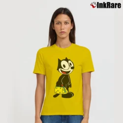 Women’s Felix The Cat His Magic Bag Of Tricks Classic Signature T-Shirt in yellow | Soft, Flattering Fit