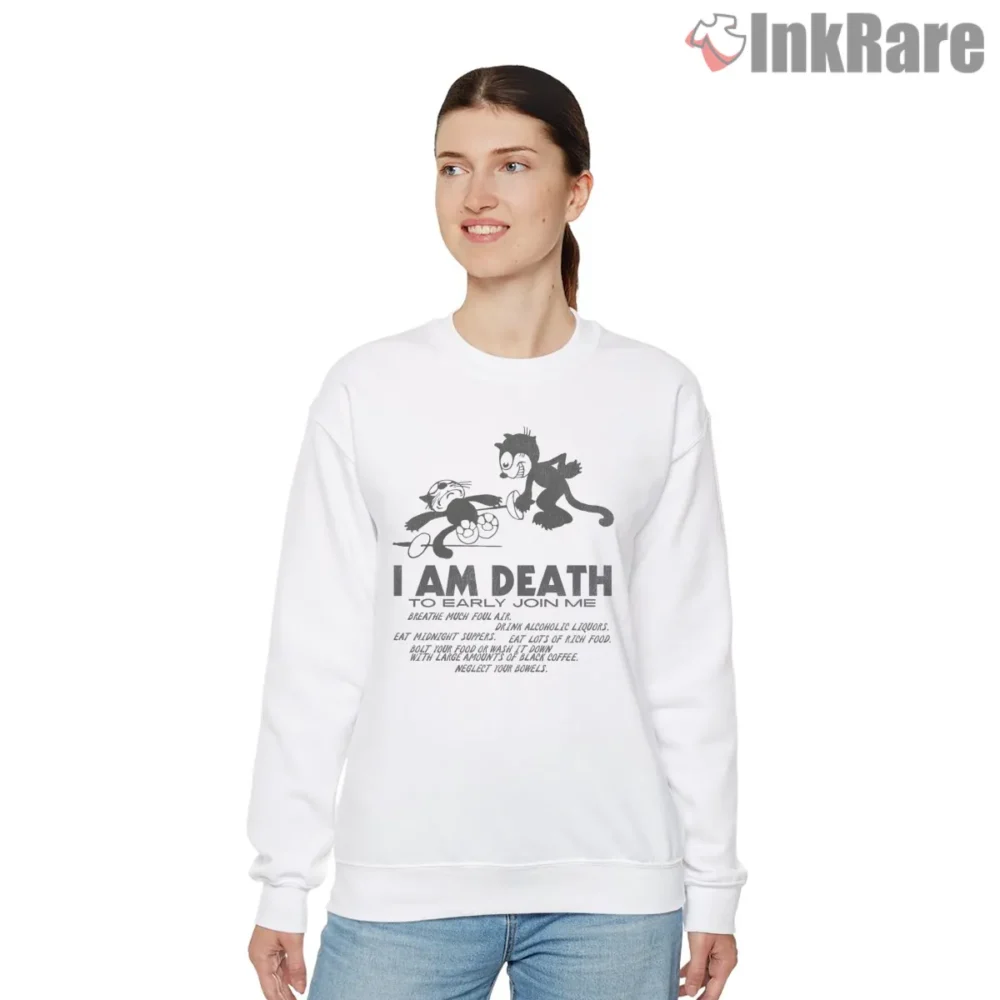 Felix The Cat I Am Death Dark Humor Shirt on graphic shirt for women graphic tee