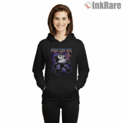 Felix The Cat Metal Lightning Meme Shirt on black hoodie for women graphic tee