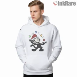 Felix The Cat Ornament Juggling Christmas Shirt on white hoodie for men graphic tee