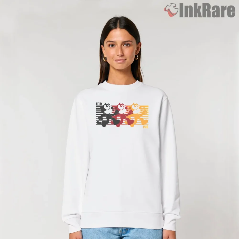 Felix The Cat Retro Stripes Running Kitten Shirt on graphic shirt for women graphic tee