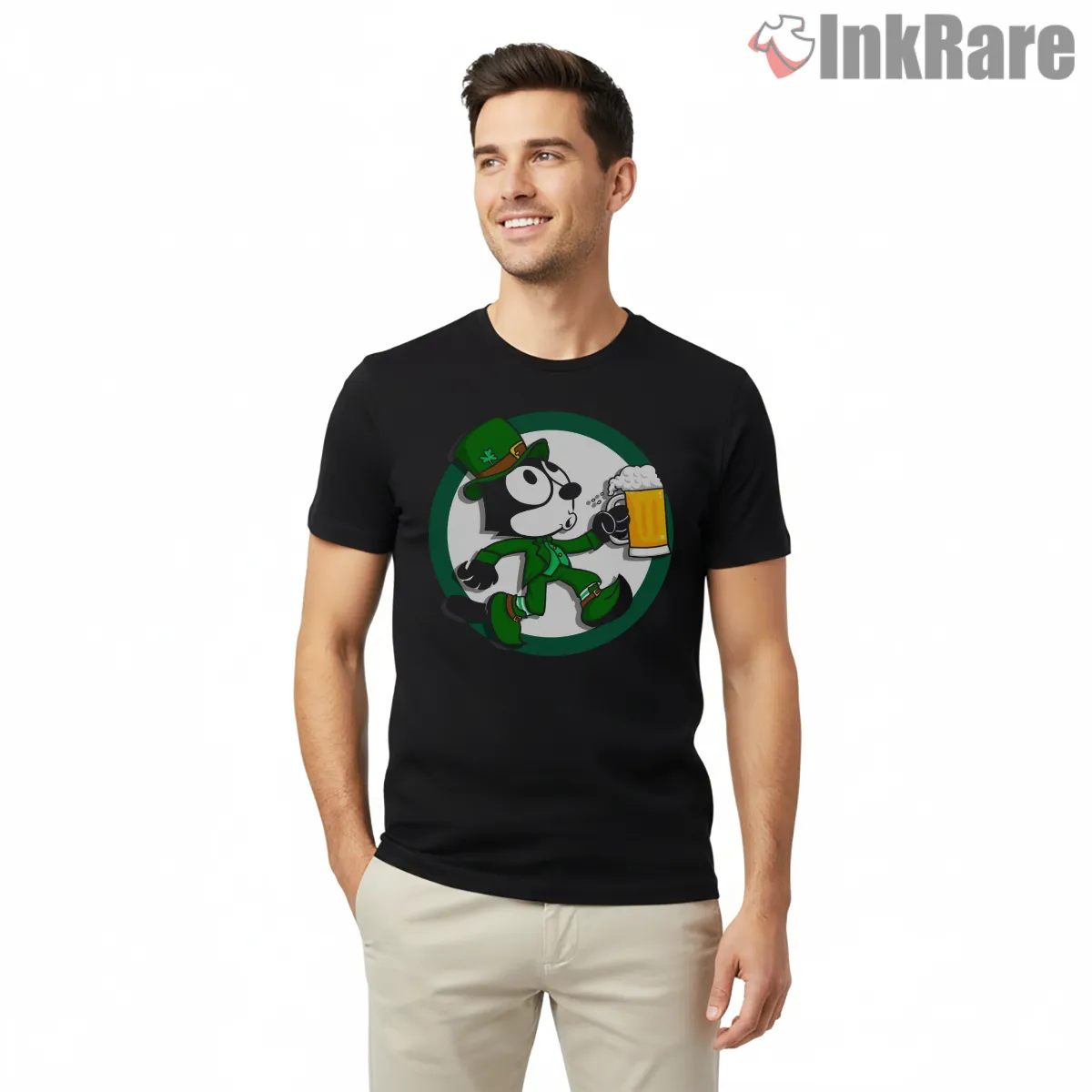 Felix The Cat Saint Patricks Day Cheers Shirt on black short sleeve shirt for men graphic tee