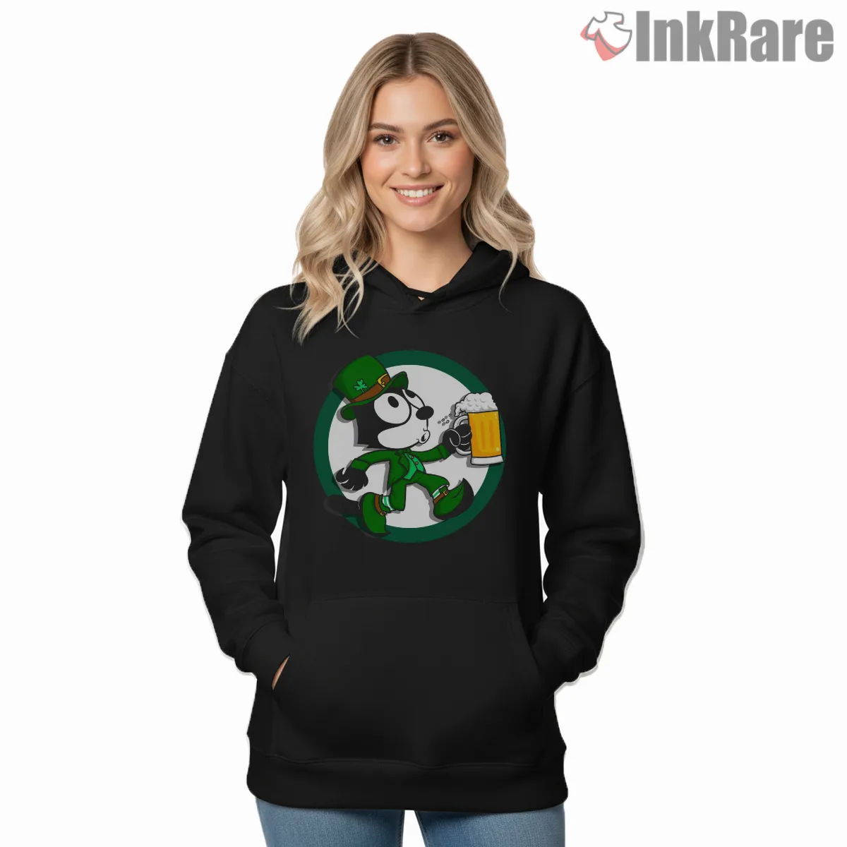 Felix The Cat Saint Patricks Day Cheers Hoodie Black Felix The Cat Saint Patricks Day Cheers Shirt on black hoodie for women graphic tee