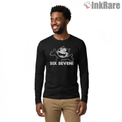 Felix The Cat Six Seven Meme Shirt on black long sleeve shirt for men graphic tee