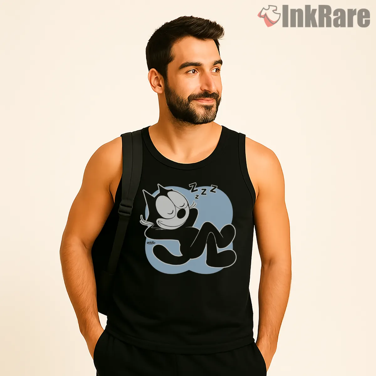 Felix The Cat Sleepy Dream Shirt on black tank top for men graphic tee