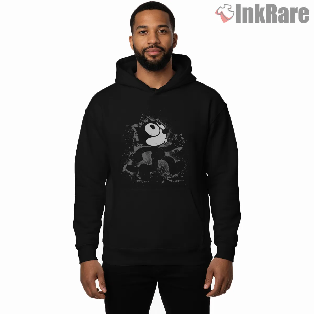 Felix The Cat Spray Paint Street Art Shirt on black hoodie for men graphic tee