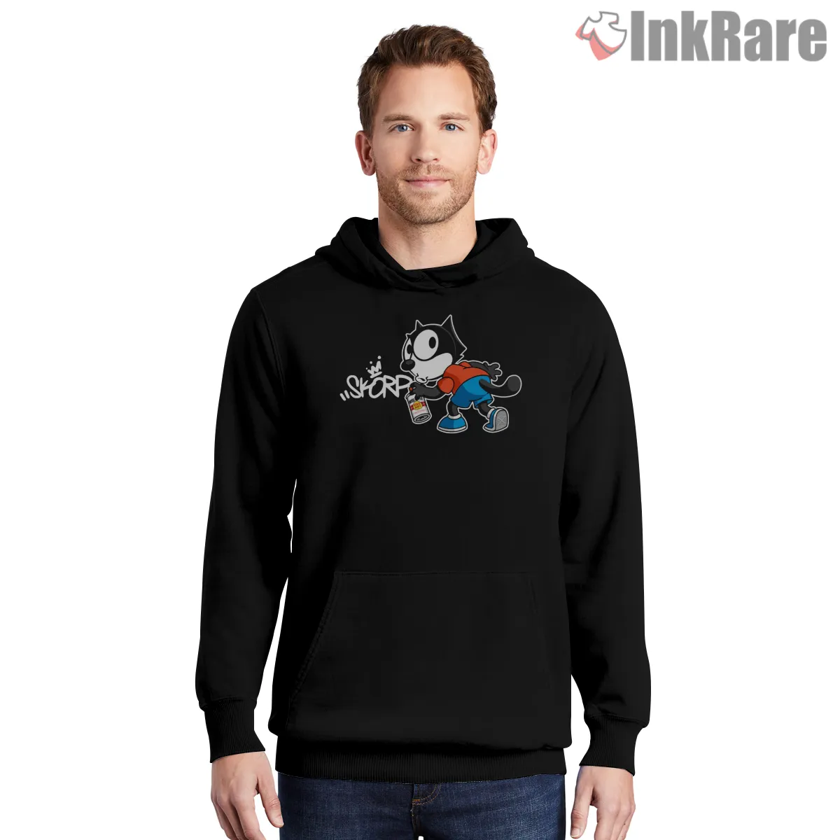 Felix The Cat Street Graffiti Tag Shirt on black hoodie for men graphic tee