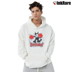 Men’s Felix The Cat Swinger Vintage Cartoon Graphic Pullover Hoodie in white | Cozy, Durable, Modern Fit