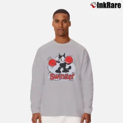 Men’s Felix The Cat Swinger Vintage Cartoon Graphic Long-Sleeve Shirt in sport grey | Sleek, Lightweight, Year-Round Wear