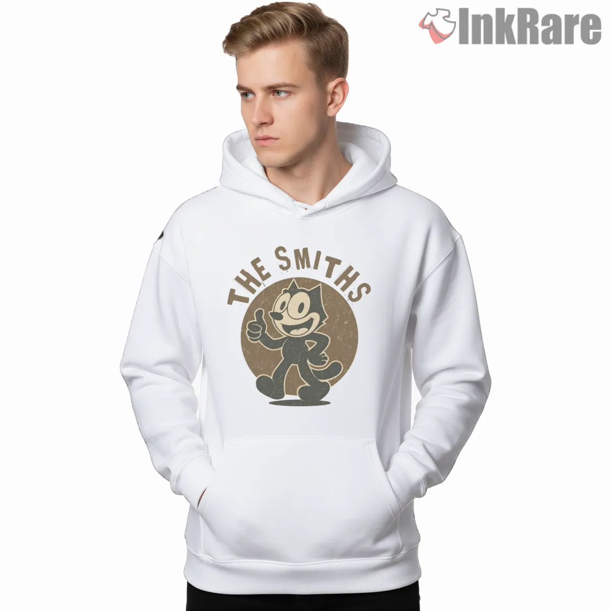 Felix The Cat The Smiths Inspired Record Label Shirt on white hoodie for men graphic tee