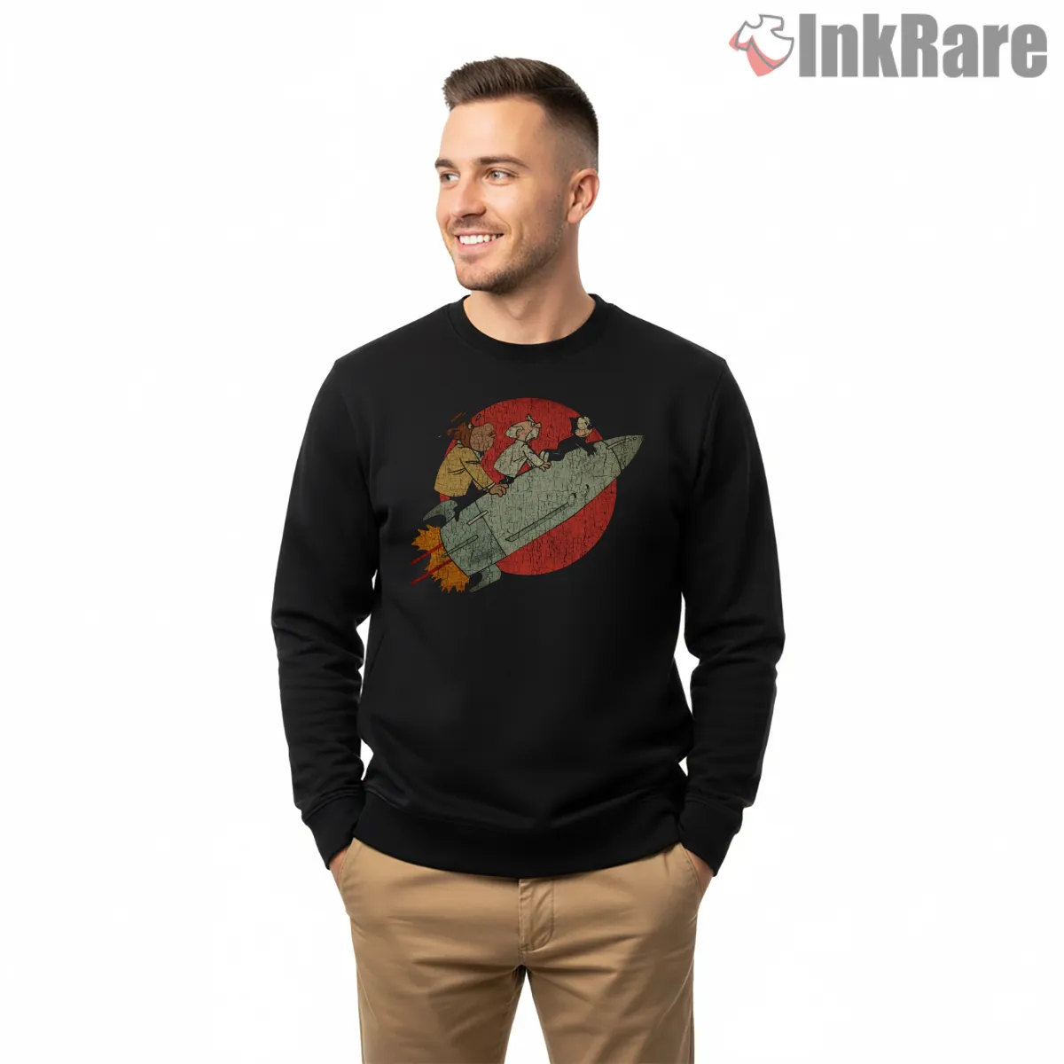 Felix The Cat To The Moon Rocket Shirt on graphic shirt for men graphic tee