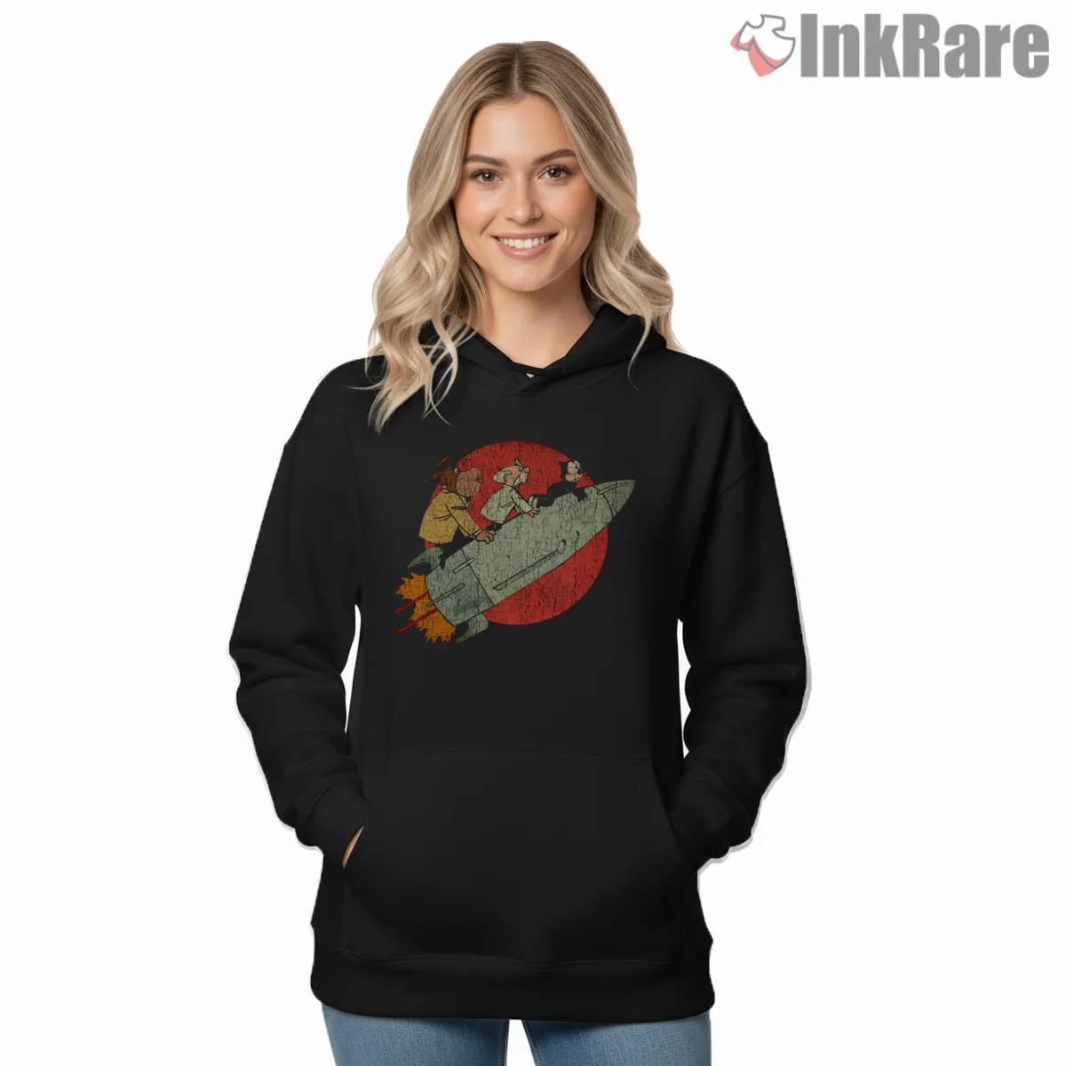 Felix The Cat To The Moon Rocket Hoodie Black Felix The Cat To The Moon Rocket Shirt on black hoodie for women graphic tee